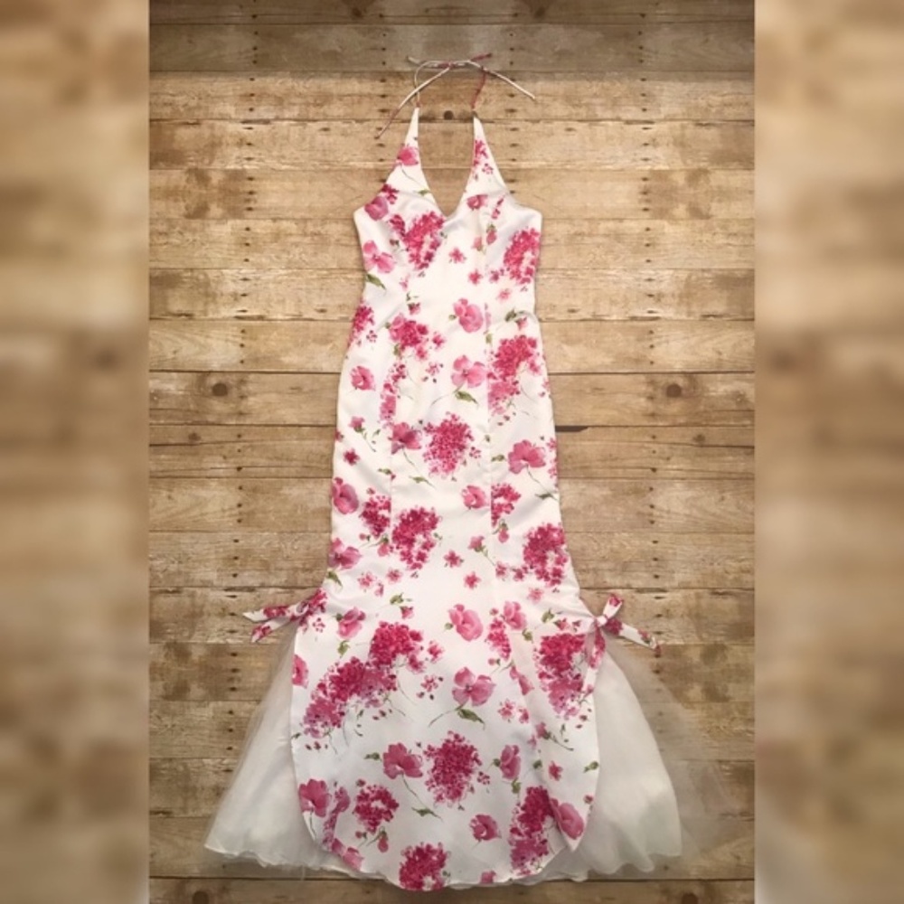 Mermaid Fit with Pink Floral Print Homecoming Dress Sz 5